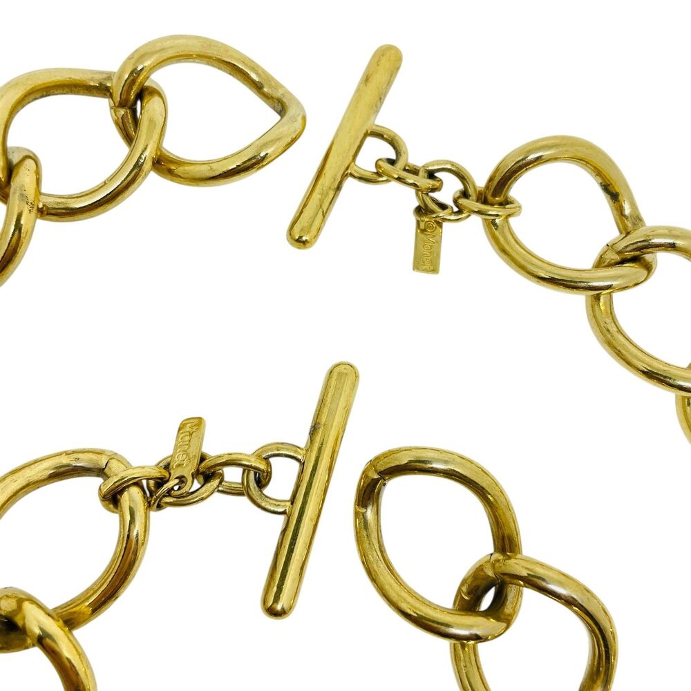 MONET signed vintage gold tone designer chain necklace bracelet set - Picture 3 of 4